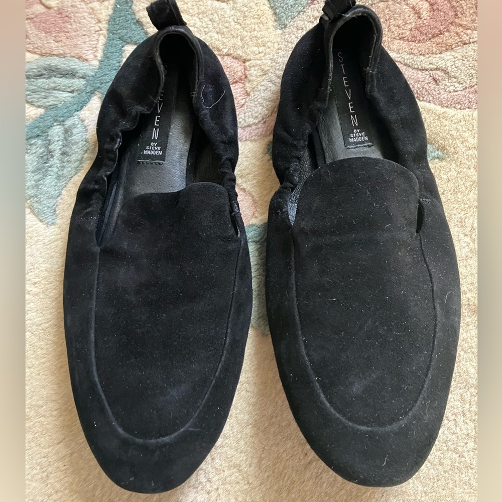 STEVEN, by Steve Madden, womens size 8.5 black leather upper, loafers, EUC!
